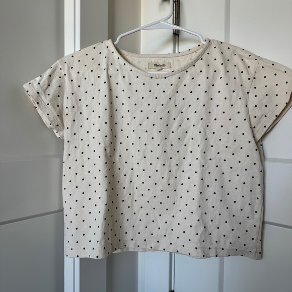 Madewell Cap-Sleeve Boxy Tee in Polka Dot sz xS - Picture 2 of 4